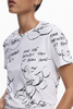 T-SHIRT DAMSKI Z KR�TKIM R�KAWEM DESIGUAL BIA�Y