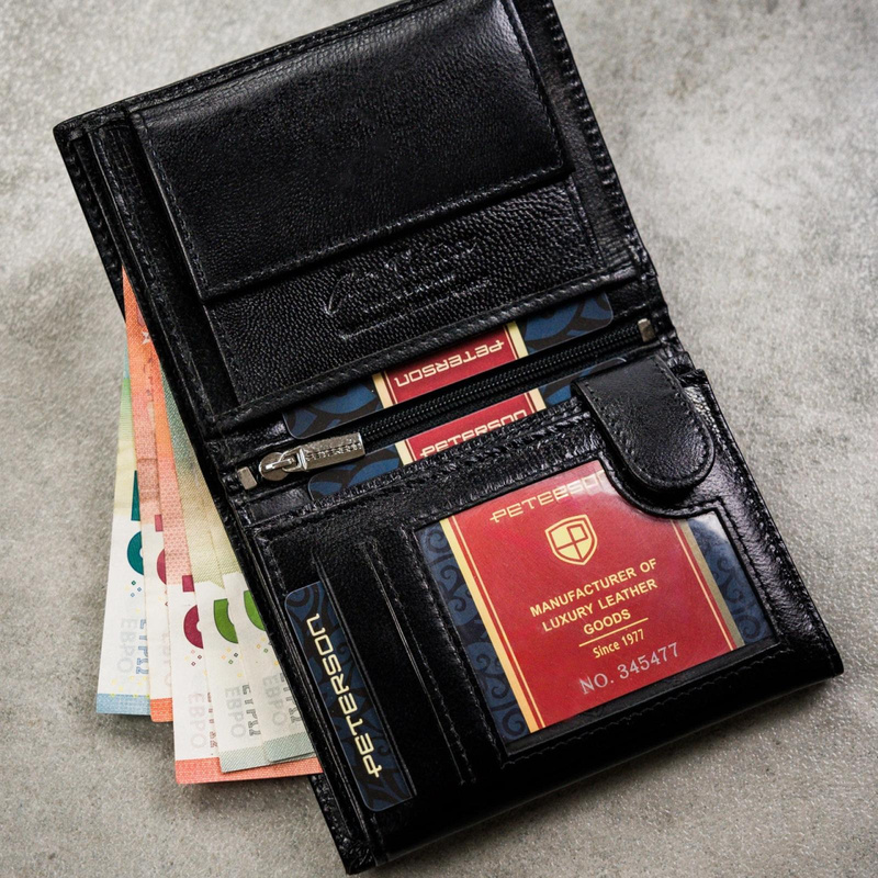 Meski zestaw prezentowy skóra naturalna Peterson PTN SET N4-NGV-BW BLACK