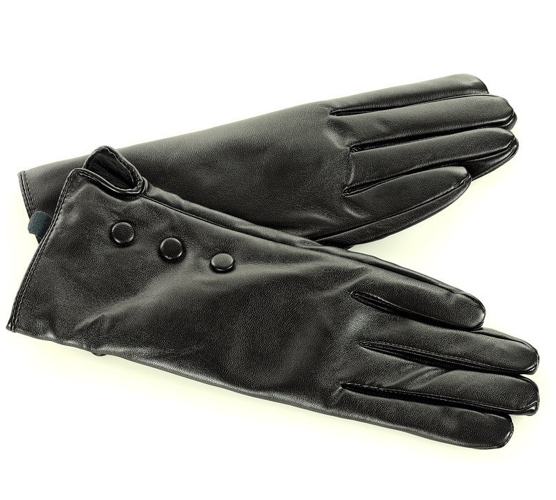 Rękawiczki damskie, skóra cielęca, ocieplane welurem.