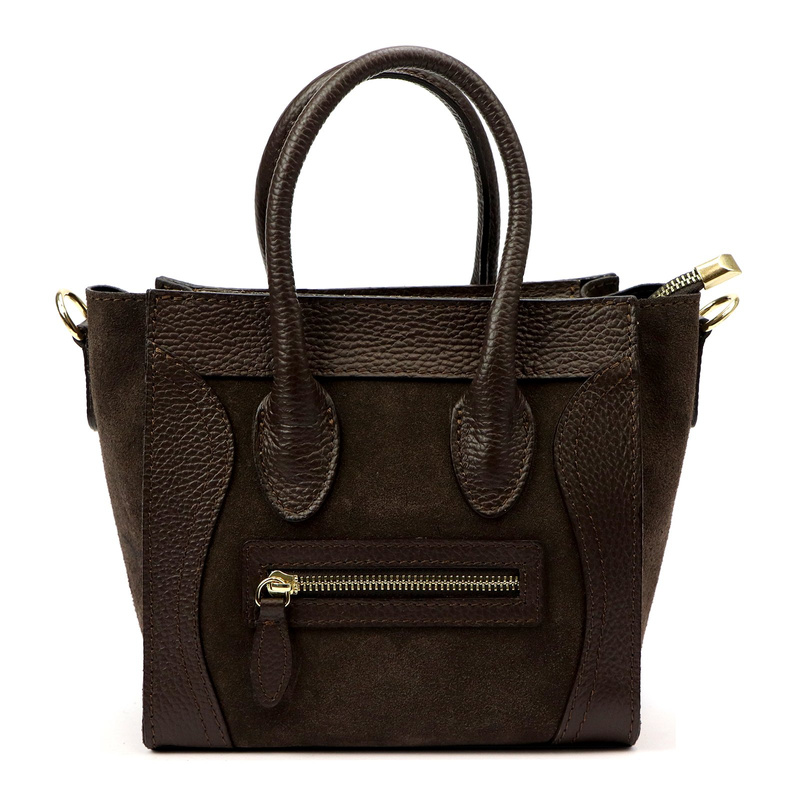 Vera Pelle damski kuferek skóra naturalna torebka na ramię z kieszeniami