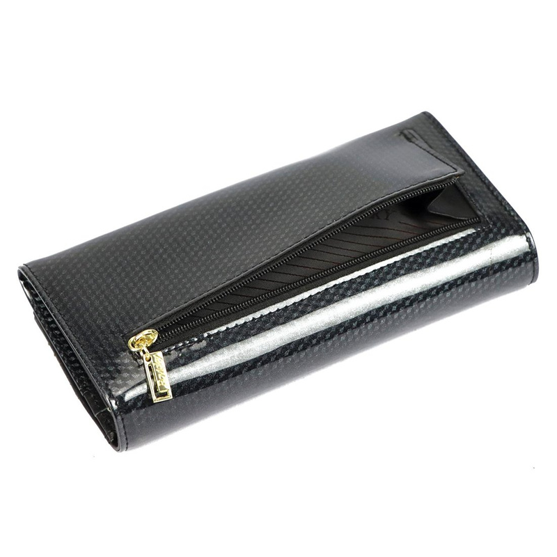 Rovicky klasyczny podłużny portfel duży skóra naturalna lakierowana RFID