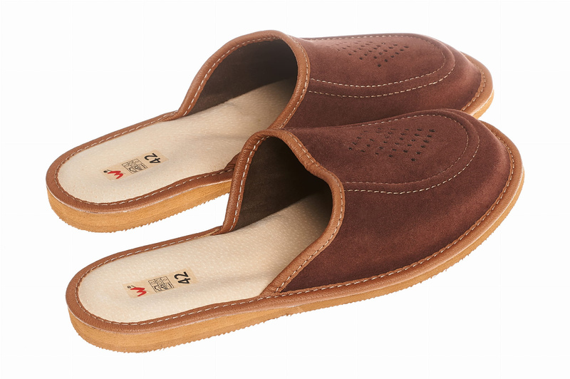 Wójciak Podhale ocieplane męskie domowe kapcie skóra naturalna zabudowane