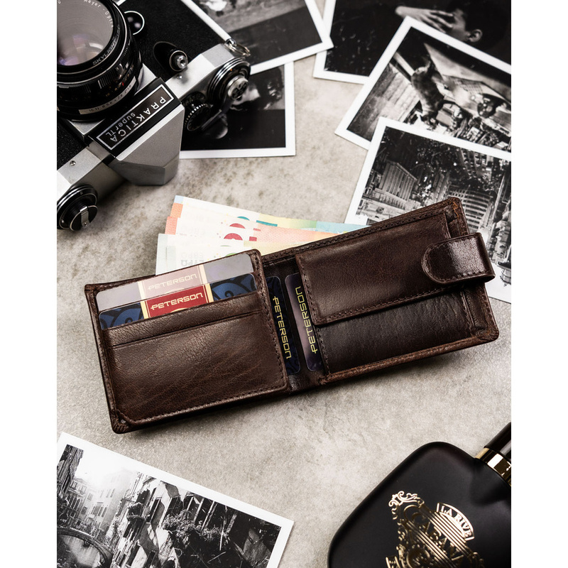 Skórzany męski portfel Peterson PTN RM-22L-BUF