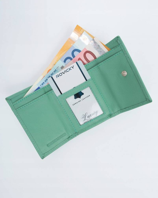 Rovicky Portfel Damski Mała Portmonetka Skóra Naturalna Przegrody Kieszeń