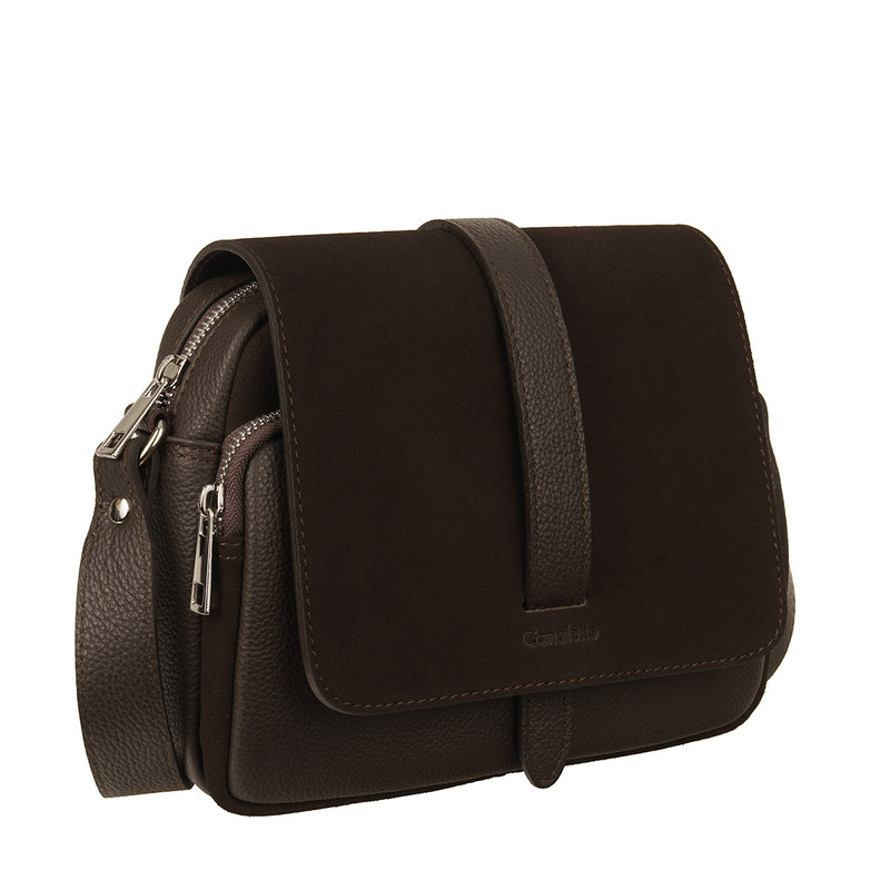 Torebka skórzana Canaletto z zamszową klapką TD690s19348