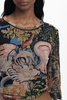 DAMSKI T-SHIRT Z DŁUGIM RĘKAWEM DESIGUAL W KOLORZE CZARNYM