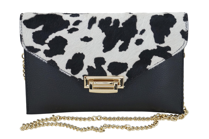 Skórzana torebka do ręki i na ramię - Czarna