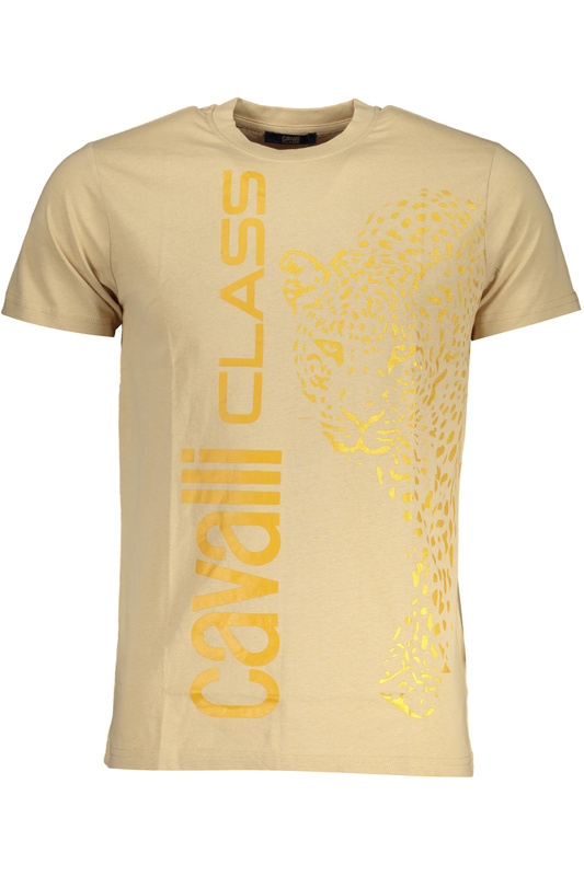T-SHIRT MĘSKI Z KRÓTKIM RĘKAWEM KLASY CAVALLI BEŻOWY