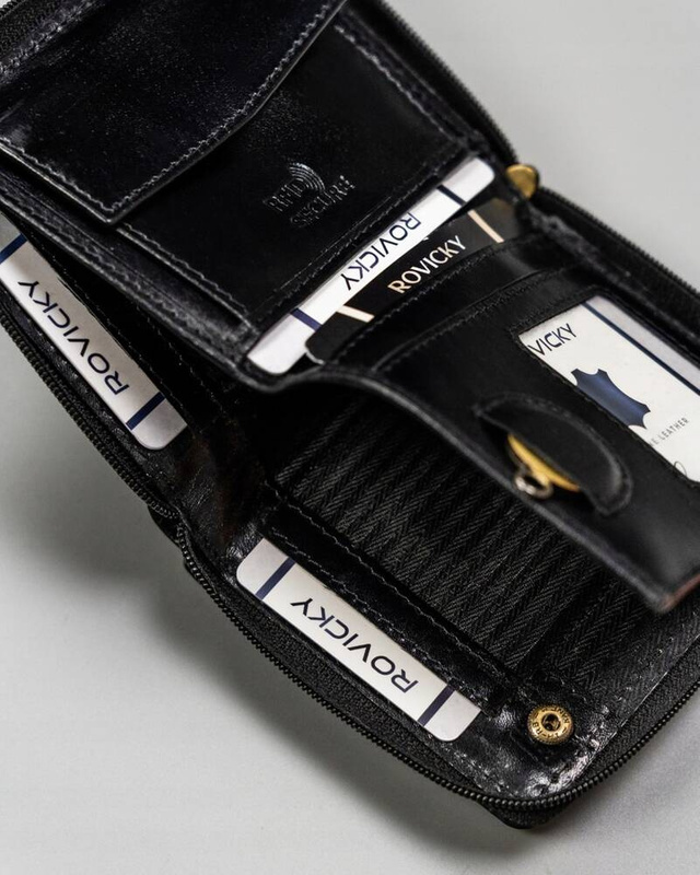 Kompaktowy męski skórzany portfel Rovicky z RFID