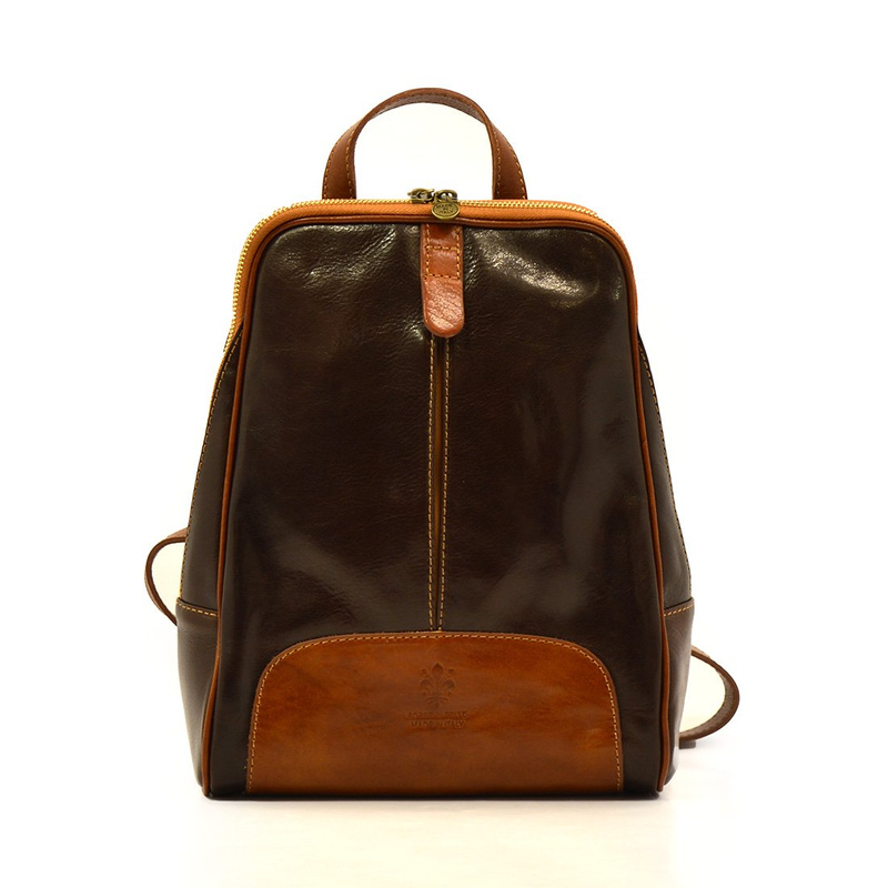 Florence Miejski Damski plecak skóra naturalna z kieszeniami na suwak