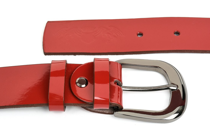 Beltimore skórzany damski pasek do spodni 4 cm czerwony A71 : Kolory - czerwony, Rozmiar pasków - r.90-105 cm