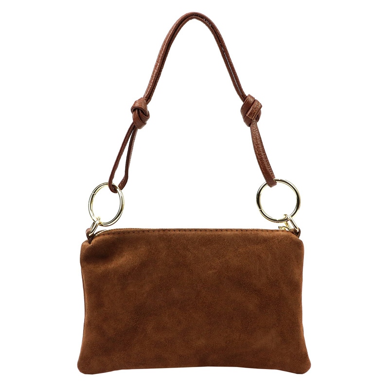 Mała zgrabna damska listonoszka na ramię ze skóry naturalnej zamszowej Luka