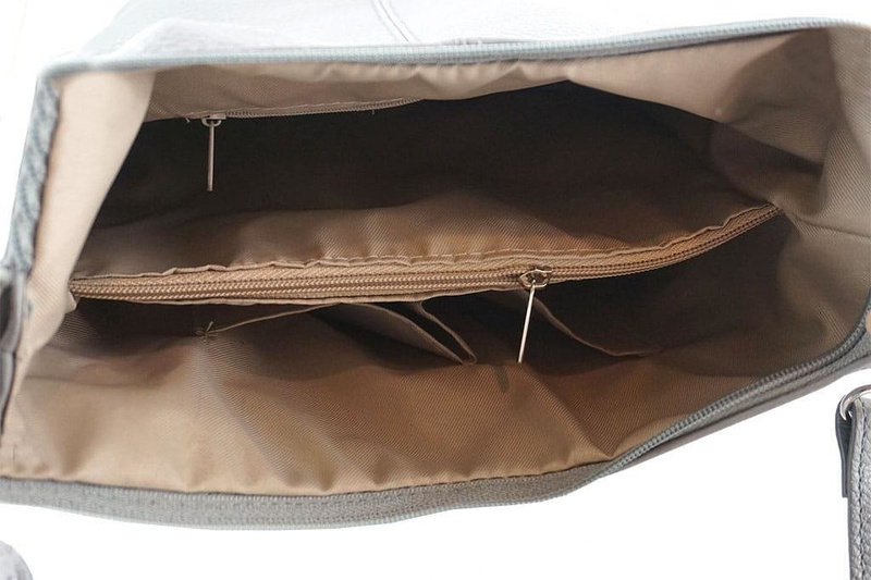 Modna torebka włoska skórzana - Szara ciemna