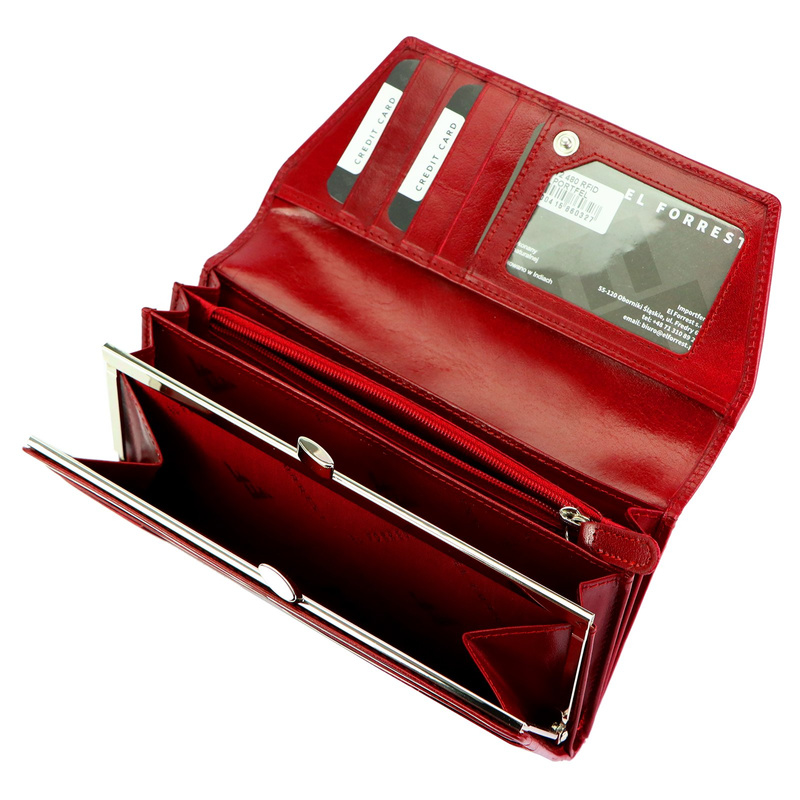 EL FORREST portmonetka skóra naturalna portfel podłużny duży zatrzask RFID