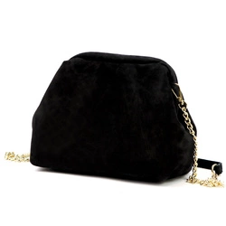 Zgrabna Skórzana damska zamszowa wizytowa torebka z łańcuszkiem Luka