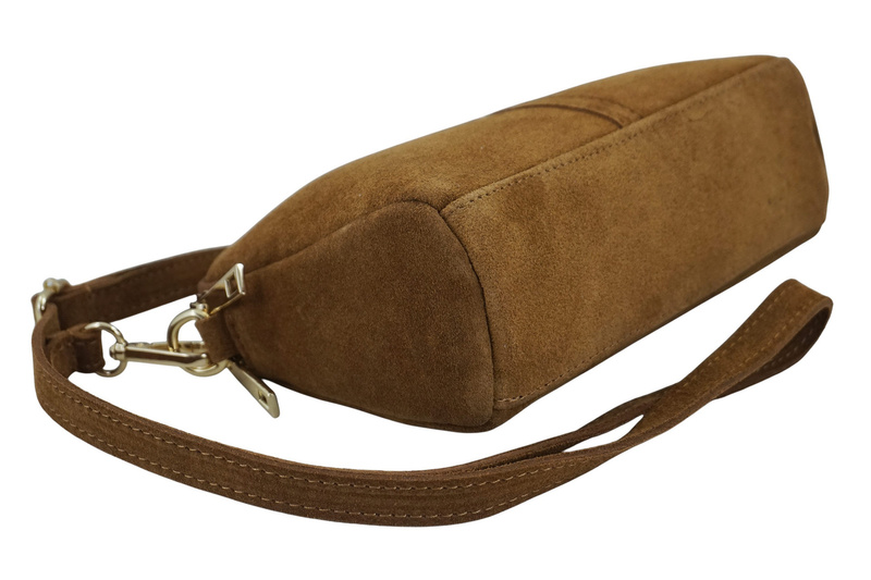 Mała torebka zamszowa wieczorowa - Brązowa jasna