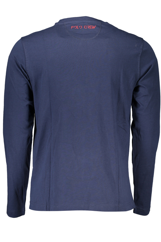 NIEBIESKI T-SHIRT MĘSKI Z DŁUGIM RĘKAWEM LA MARTINA