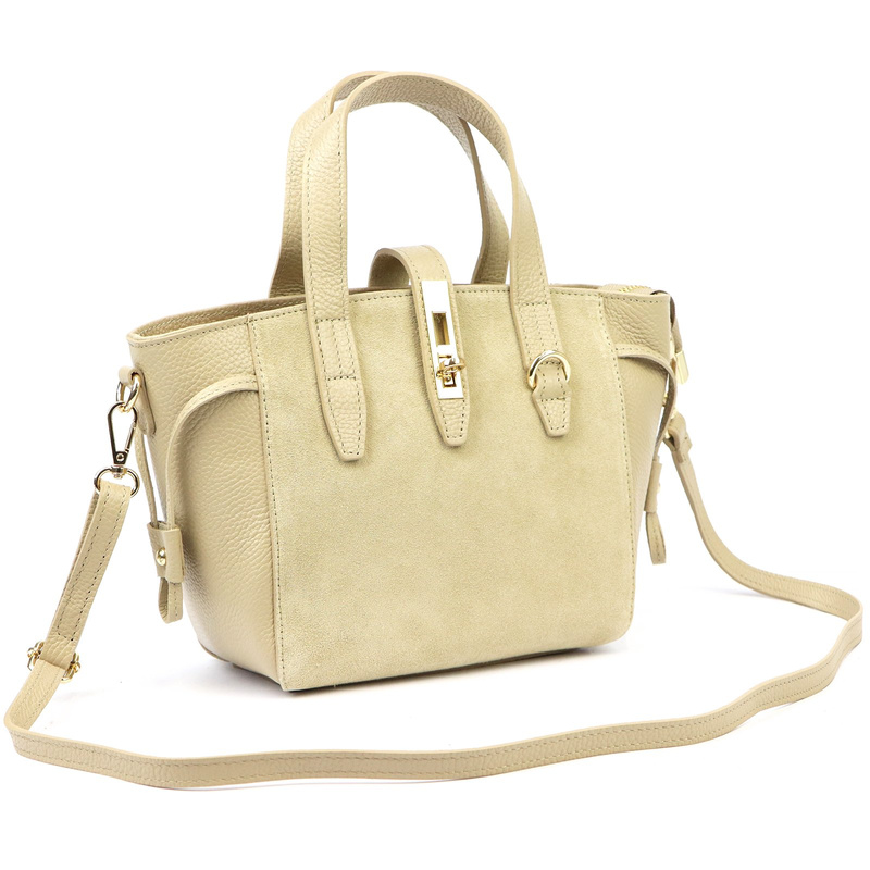 Luka Skórzany damski kuferek torebka do ręki z dopinanym paskiem elegancki