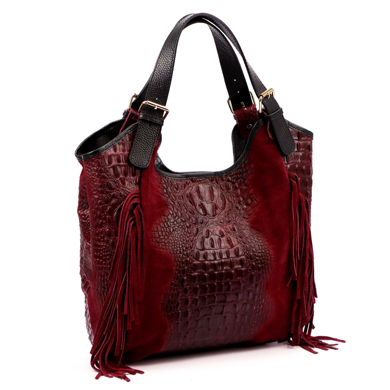 Vera Pelle damska shopperbag skórzana skóra krokodyla torebka na ramię