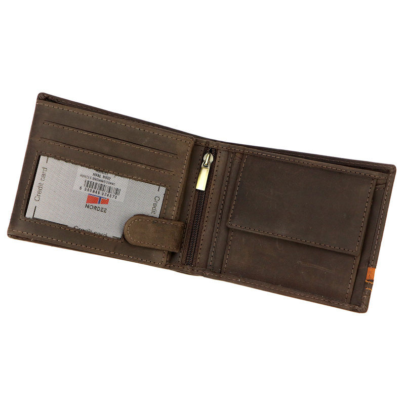 Nordee męski poziomy portfel skóra naturalna kompaktowy i pojemny