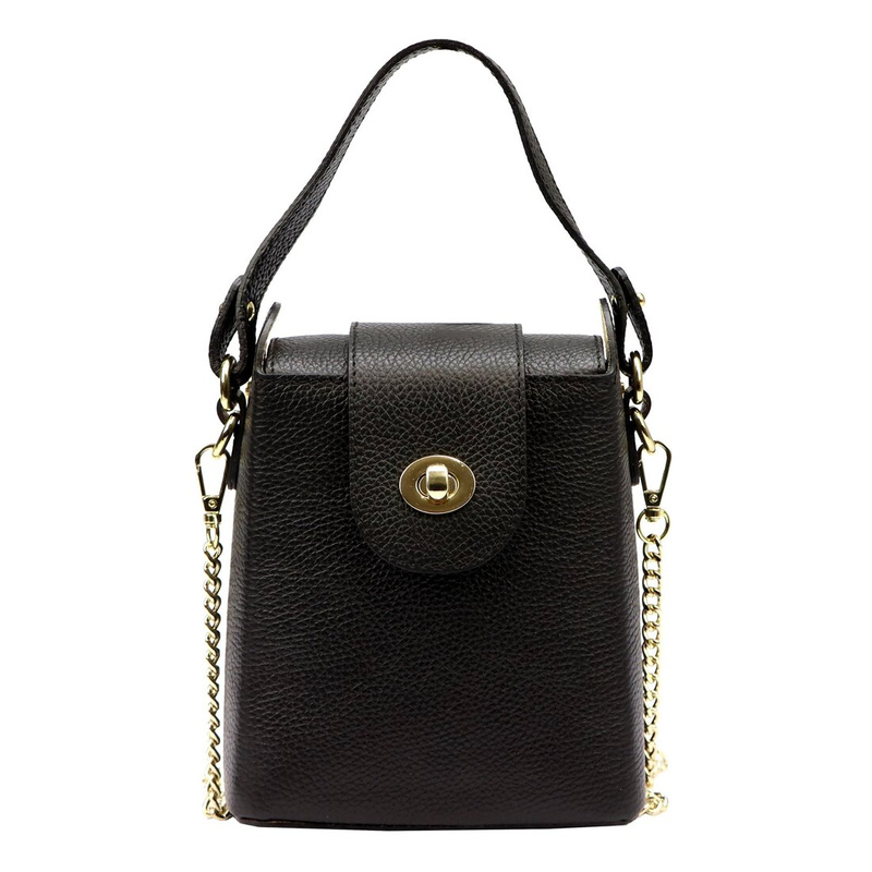 Vera Pelle Mini elegancka damska listonoszka z łańcuszkiem skóra naturalna