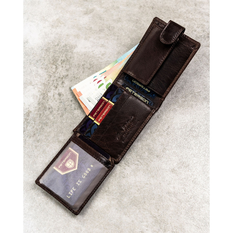 Skórzany męski portfel Peterson PTN RM-22L-BUF