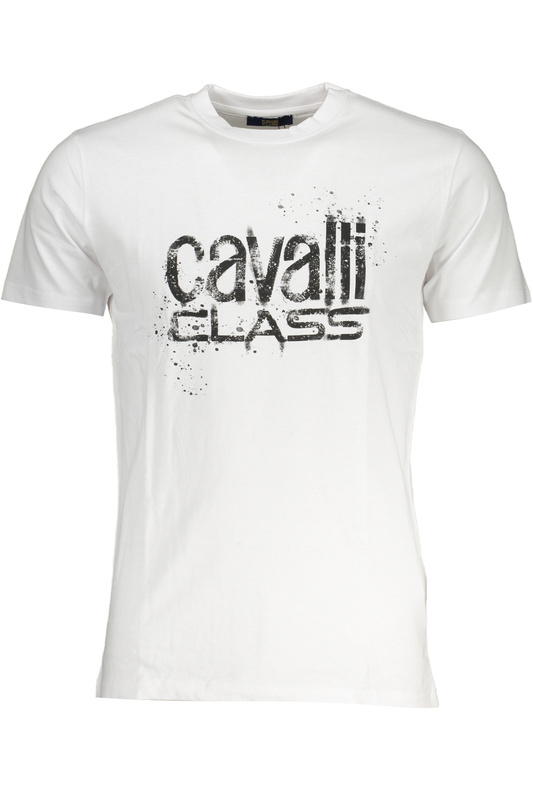 T-SHIRT MĘSKI Z KRÓTKIM RĘKAWEM KLASY CAVALLI BIAŁY