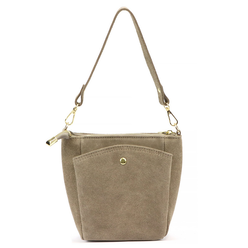 Vera Pelle damska listonoszka torebka na ramię skóra naturalna zamszowa