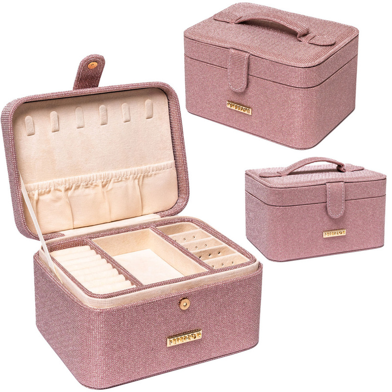 Różowa szkatułka na biżuterię zamykana zamkiem magnetycznym - Peterson