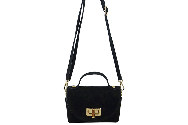 Mała torebka zamszowa wizytowa - Czarna