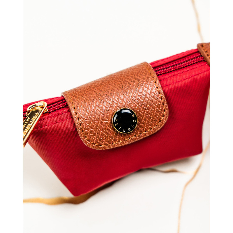 Czerwone etui na klucze wykonane z poliestru i skóry ekologicznej - Peterson
