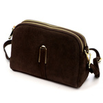 Dwukomorowa damska listonoszka skórzana zamszowa torebka na ramię Luka