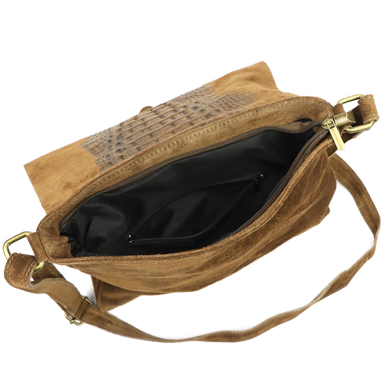 Vera Pelle damska listonoszka skórzana torebka na ramię skóra krokodyla