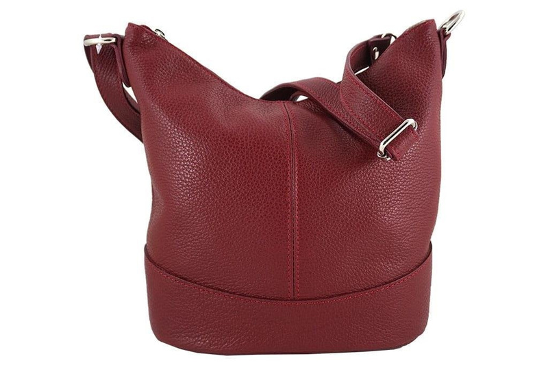 Modna torebka włoska skórzana - Bordowa