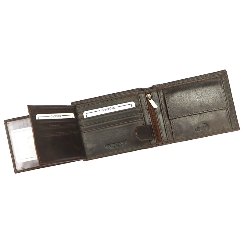 Nordee męski poziomy portfel skóra naturalna kompaktowy i pojemny