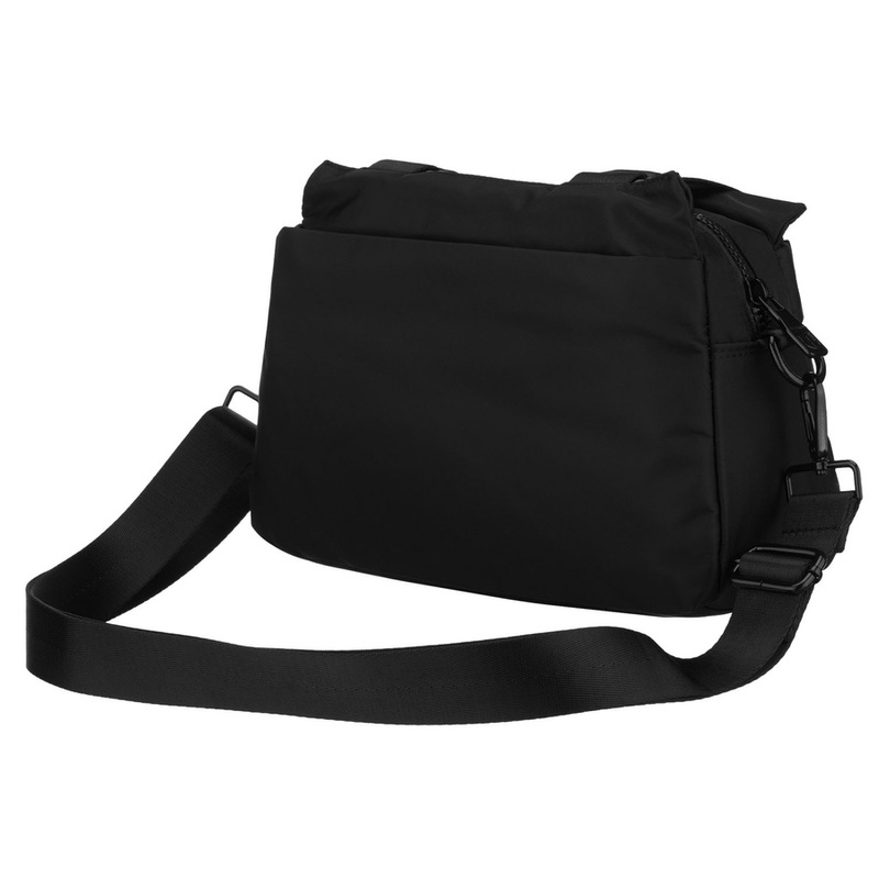 Czarna, miejska torebka damska z poliestru, jednokomorowa - Peterson