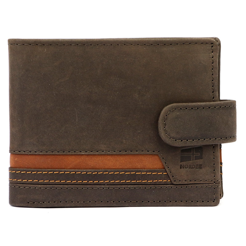 Skórzany zgrabny pojemny męski portfel od Nordee