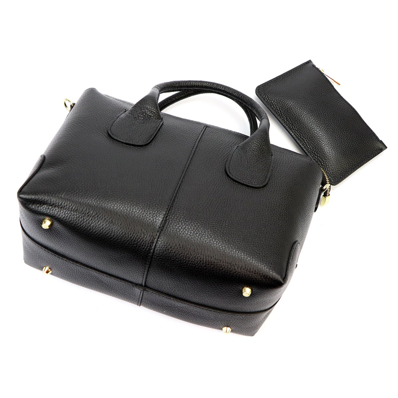 Luka Skórzany damski pojemny kuferek do ręki torebka na ramię z paskiem