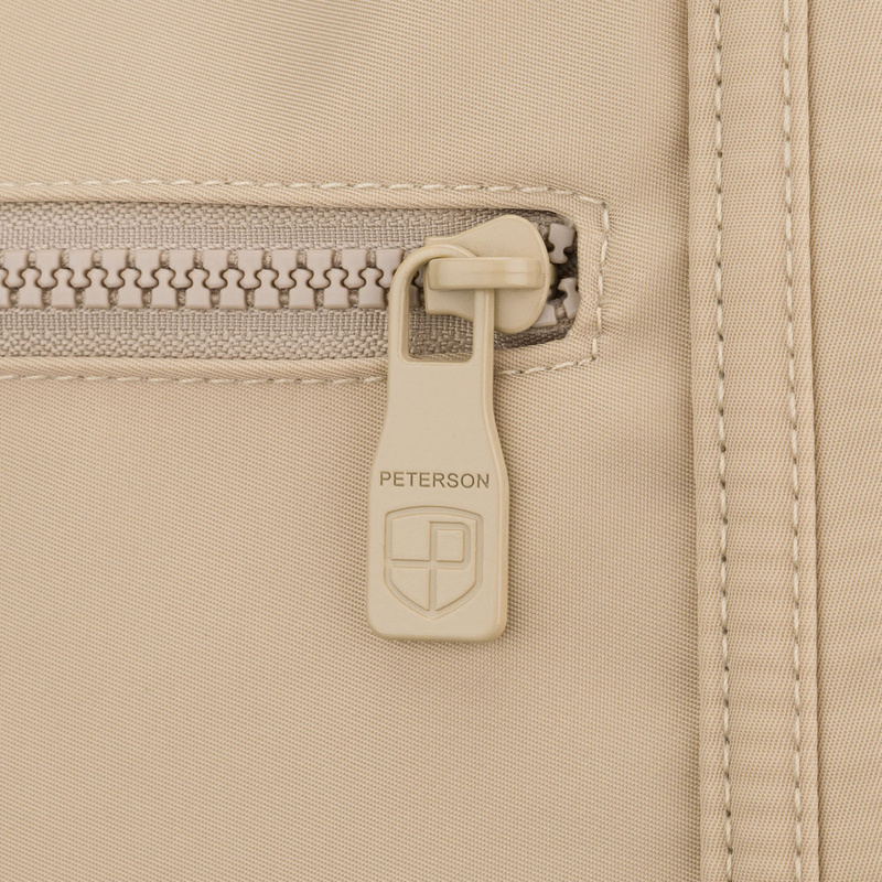 Shopperka damska z poliestru w jasnobeżowym kolorze zamykana suwakiem - Peterson