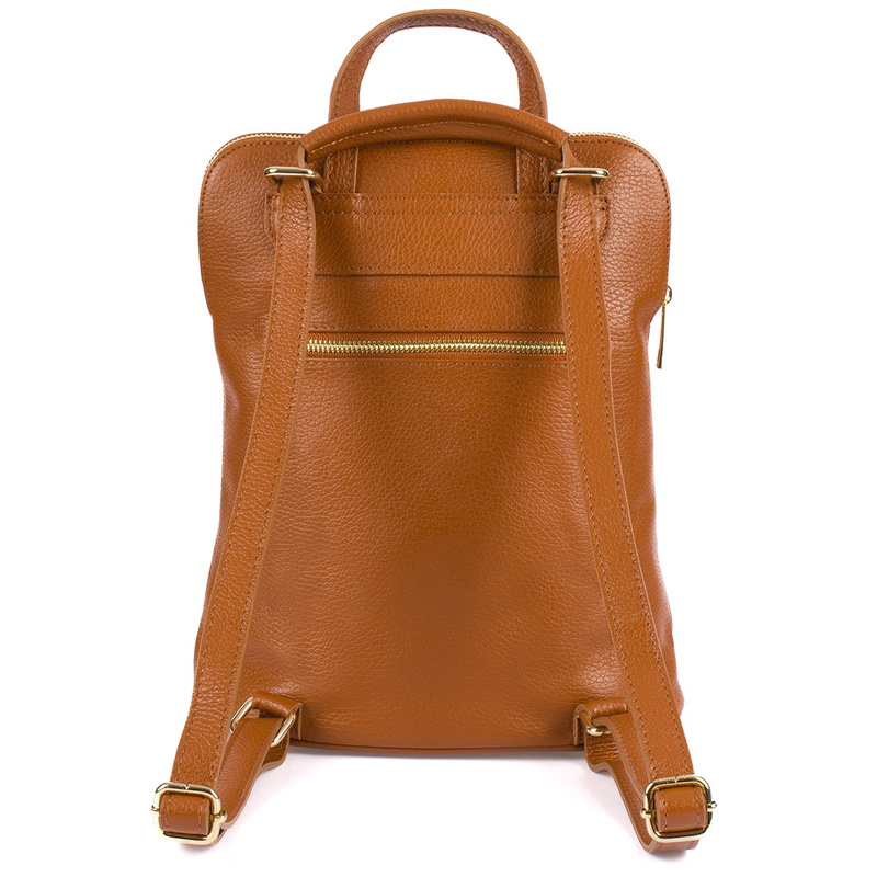 Skórzany plecak damski torba 2w1 elegancki A4 włoski pojemny camel Vera Pelle S40