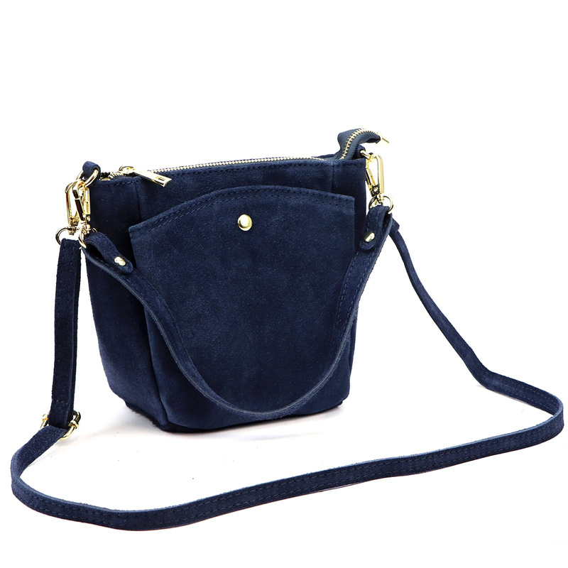 Vera Pelle damska listonoszka torebka na ramię skóra naturalna zamszowa