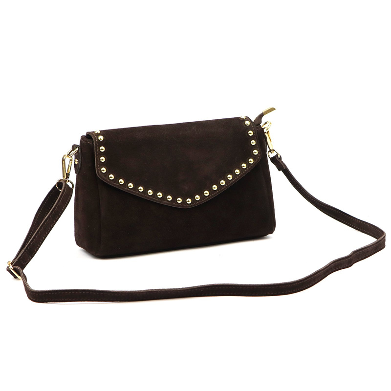 Vera Pelle damska listonoszka skórzana zamszowa torebka na ramię kieszenie