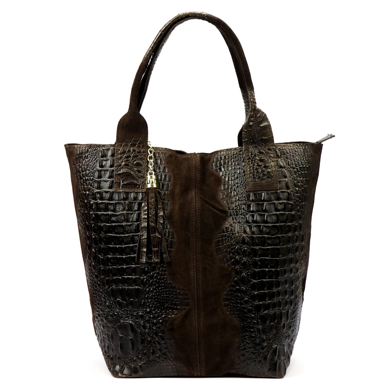 Vera Pelle shopperbag damska skóra naturalna wzór krokodyla duża torebka