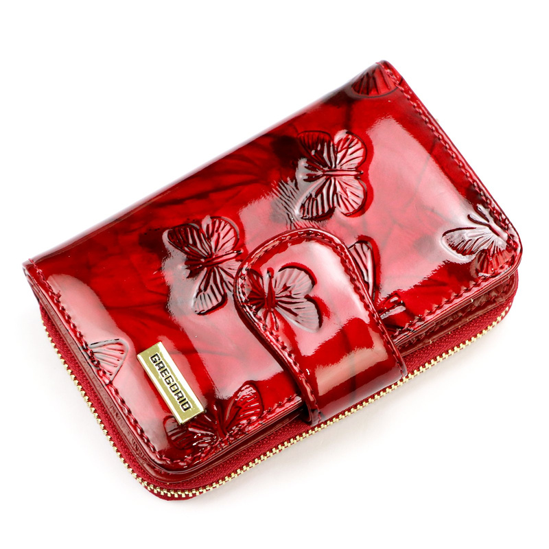 Gregorio portfel damski skóra naturalna lakierowana pionowa portmonetka