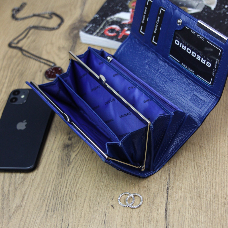 Gregorio damski portfel lakierowany skórzany wzór skóra krokodyla pojemny