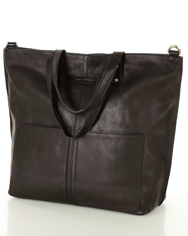Torebka skórzana brązowa czekoladowa duża typu shopper - MARCO MAZZINI