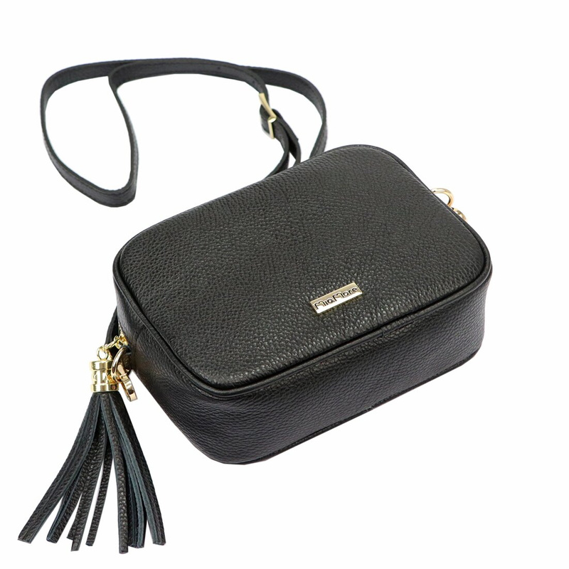 MiaMore Skórzana zgrabna damska listonoszka torebka z brelokiem frędzlem