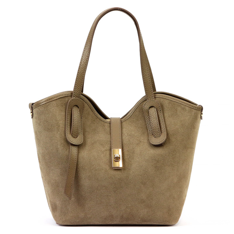 Luka Zamszowa skórzana damska shopperbag na ramię pojemna i stylowa