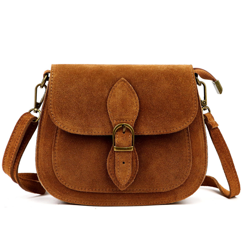 Luka Klasyczna Zamszowa damska listonoszka skórzana przez ramię z kieszenią