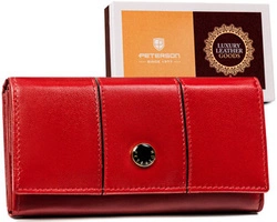 Wielokolorowy, skórzany portfel damski na zatrzask - Peterson